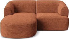 Colțar teracotă cu tapițerie din catifea reiată (cu colț pe partea stângă/cu șezlong) Campi – Cosmopolitan Design