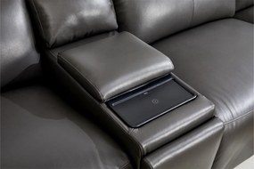 Coltar dumonde cu 2 reclinere electrice, tetiere reglabile, incarcare wireless, suport pahare Valen 334x83cm