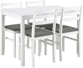 Set de masă de sufragerie și 4 scaune EMILY alb