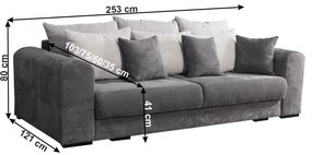 Canapea foarte spaţioasă, gri/gri deschis/bej, GILEN BIG SOFA