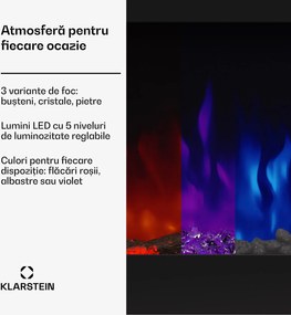 Klarstein Galeras 152, șemineu electric de perete, 1800 W, LED