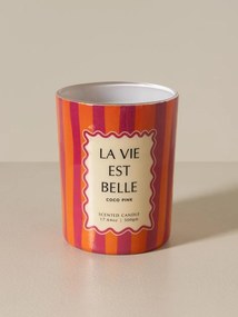 Lumânare roz «La vie est belle» – parfum de cocos