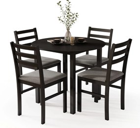 Set TORINO Masă rotundă + 4 scaune Negru / Gri Deschis