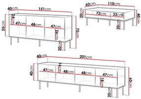 Set mobilier living Godzes Bis II (Negru) . 1105955