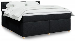 vidaXL Pat box spring cu saltea, negru, 180x200 cm, catifea
