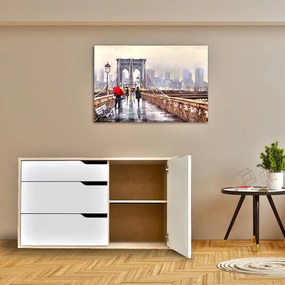 COMODA KAMEN, 120X40.5X71 CM, 3 SERTARE, 1 USA, CULOARE SONOMA/ALB, PAL