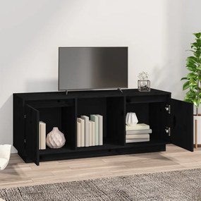 Comoda TV, negru, 110,5x35x44 cm, lemn masiv de pin 1, Negru