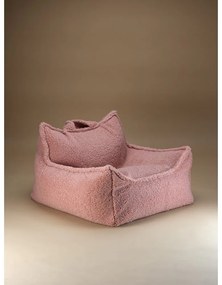 Fotoliu puf pentru copii roz cu tapițerie din țesătură bouclé Chair – Wigiwama