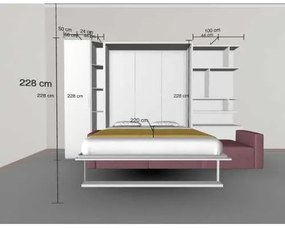 Set pat rabatabil dublu 160X200 cu somiera, canapea 3 locuri, biblioteci si dulap 50 cm - ROYAL XL 160 BOOKCASE&amp;SMALL WARDROBE SET(160X200)