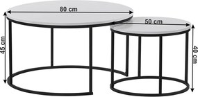 Set de două mese de cafea, alb/negru, IKLIN