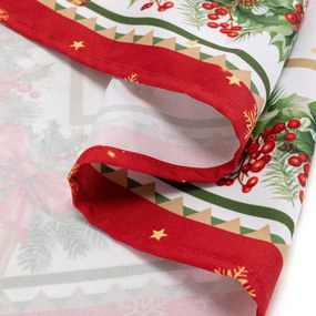 Fată de masă de Crăciun cu imprimeu ILEX ŞI CLOPOŢEI 85 x 85 cm