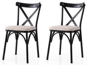 Set de scaune de sufragerie Ekol Cream and Black,2 buc