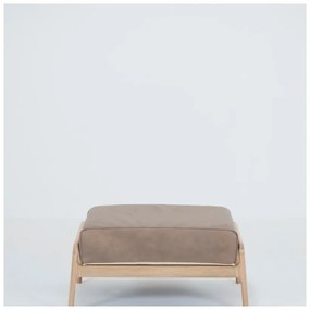 Taburet din piele bovină cu structură din lemn masiv de stejar Gazzda Fawn, maro deschis