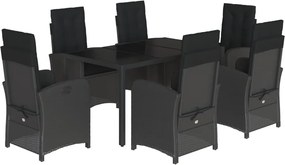 vidaXL Set mobilier de grădină cu perne, 7 piese, negru, poliratan