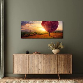 Tablou cu copaci în forma de inimă (120x50 cm)