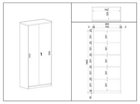 Dulap înalt SimpleOffice 80 x 40 x 180 cm, mesteacăn