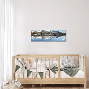 Tablou cu munți și reflectarea lor (cu ceas) (90x30 cm)