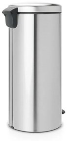 Cos de gunoi cu pedala Brabantia NewIcon 649061, 30 L, Inchidere usoara, Baza antiderapanta, Rezistent la amprente, Inox Mat