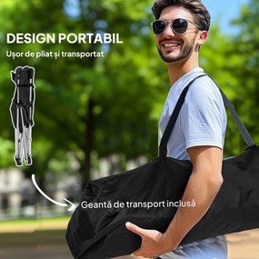 Outsunny Scaun de Camping Pliabil și Rabatabil cu Suport pentru Picioare Detașabil și Tetieră, 82x50/100x88 cm, Negru | Aosom Romania