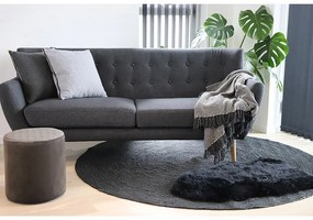 Taburet / Puf gri din catifea 34 cm Ejby House Nordic