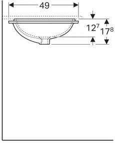 Lavoar sub blat Geberit Variform 58 cm fara orificiu baterie cu orificiu preaplin