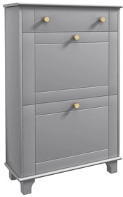 HOMCOM Mobilier Pantofar Ingust cu 2 Usi Basculante si 1 Sertar pentru 8 Perechi de Pantofi 60x23,5x98,5 cm Gri | Aosom Romania