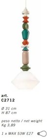 Pendul ceramic design italian realizat manual LARIAT H-87cm