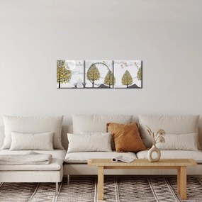 Tablou cu cerbi pictați (cu ceas) (90x30 cm)