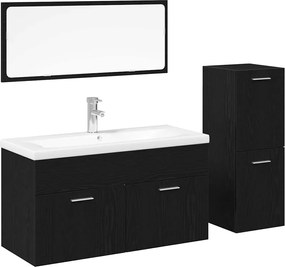 vidaXL Set de mobilier pentru baie 4 pcs Stejar Negru Lemn compozit