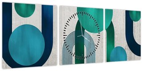 Tablou - Linii și forme circulare (cu ceas) (90x30 cm)