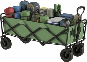 Outsunny Cărucior de grădină pliabil 130L cu roți, remorcă robustă cu frâne, mâner reglabil, verde | Aosom Romania