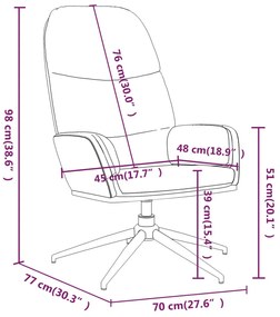 Scaun de relaxare cu taburet alb crem, piele intoarsa ecologica Alb crem