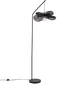 Lampă de podea Art Deco neagră cu abajur negru - Nest