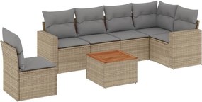 vidaXL Set canapele de grădină, 7 piese, cu perne, bej, poliratan