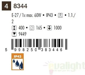 Pendul pentru exterior, inaltime reglabila, IP43, negru Milano 8344 RX