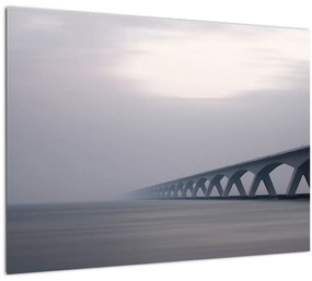 Tablou pe sticlă - Podul în ceață (70x50 cm)
