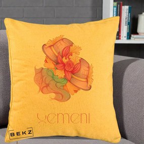 Perna Personalizata Zodie Gemeni, 40x40 cm, Galben, Husa Detasabila, Perna Inclusa, BEKZ®