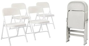 4 buc scaune pliabile si captusite in culoarea alba