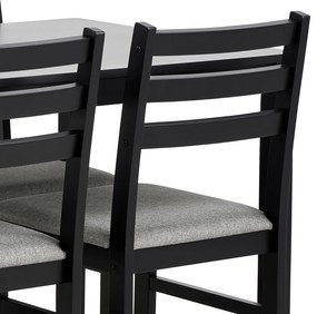 MAZZONI EXPORT Set TORINO masă + 4 scaune Negru/Gri deschis (material Sawana 21) - SET DE LEMN PENTRU BUCĂTĂRIE/SUFRAGERIE