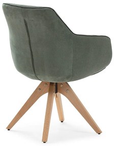 Set de scaune de sufragerie verde cu cotiere 2 buc. tapițat Donatelo – Marckeric