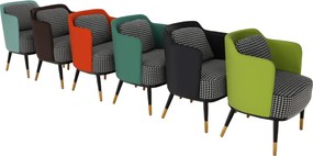 Fotoliu design, model alb-negru/ piele ecologică verde, EMREN