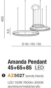 Lustra LED XXL design circular AMANDA 45+65+85 3000K BK