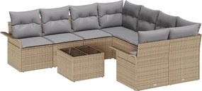 vidaXL Set de canapele pentru grădină 9 pcs Bej și gri poliratan
