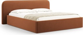 Pat tapitat cu somiera rabatabila si lada depozitare, 180x200 cm, Micadoni Home, Elizabeth-261, catifea, teracota