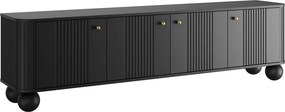 Comodă TV Vesper 4D 187 cm - negru / mânere aurii / picioare sferice