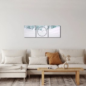 Tablou - Turcoaz abstractizare (cu ceas) (90x30 cm)