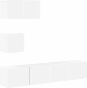 vidaXL Set dulap TV, 4 piese, alb, lemn prelucrat