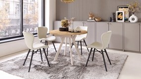 MAZZONI EXPORT ALTEA Bej (țesătură Rio 40) / picioare negre – SCAUN MODERN PENTRU LIVING / SUFRAGERIE / BUCĂTĂRIE / BIROU
