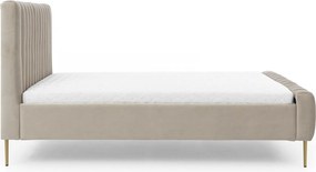 Pat matrimonial Nicole 160x200 cu picioare aurii - catifea bej Velluto 2