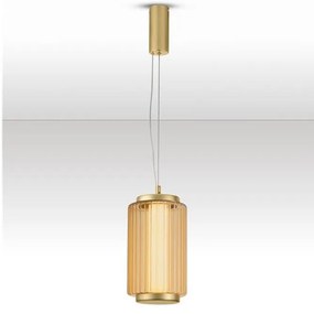 Pendul LED modern, Metal, Sticla, Chihlimbar, VESPER